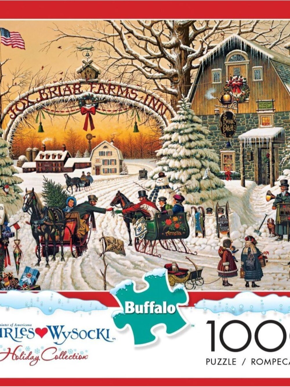 A Christmas Greeting - Charles Wysocki - 1000 Piece Holiday Jigsaw Puzzle Colo - Picture 3 of 5